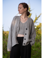 Naadam Wool Cashmere Marled Cable Cardigan